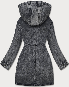 Jeansowa kurtka damska na guziki czarna (C187)