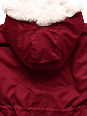 Burgundowa ciepła kurtka parka na misiu z kapturem