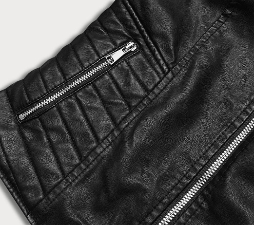 Czarna ramoneska kurtka ekoskóra ze stójką zapinana na suwak