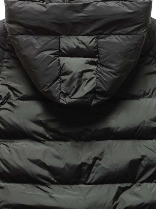 Ciemnozielona długa pikowana zimowa kurtka płaszczyk z kołnierzem