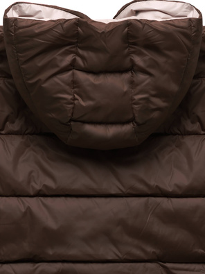 Czekoladowo beżowy dwustronny bezrękawnik kamizelka z paskiem