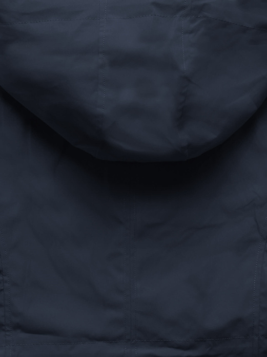 Granatowa damska kurtka typu parka z geometrycznym wzorem