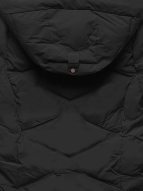 Czarna fenomenalnie pikowana ciepła damska kurtka na futrze