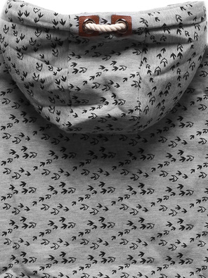 Szara rozpinana bluza damska z kapturem w jaskółki