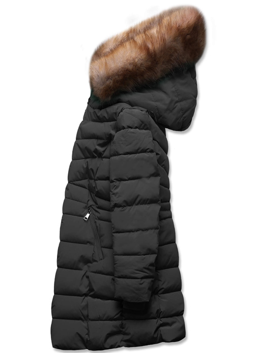 Czarna taliowana kurtka zimowa z kapturem