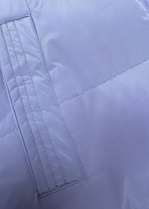 Wrzosowy puchowy długi bezrękawnik kamizelka z kapturem