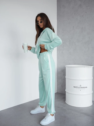 Cappucino damski welurowy kapitalny gładki dres komplet