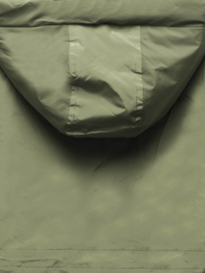 Oliwkowa czaderska damska przejściowa kurtka parka z kapturem