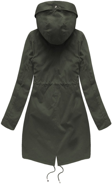 Ciemnozielona zimowa ciepła kurtka parka na futrze