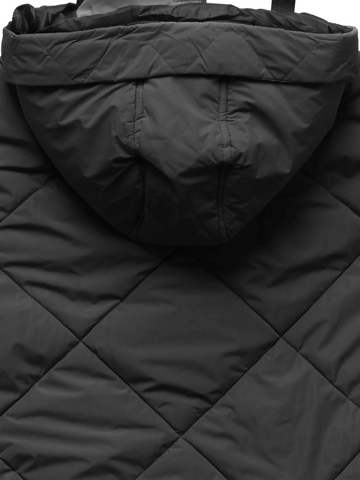 Czarna zimowa długa kurtka płaszczyk