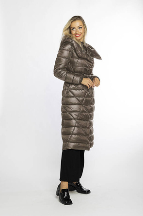 Camel cudowny długi płaszcz kurtka pikowana z kapturem