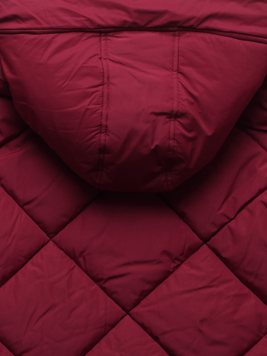 Bordowa zimowa długa kurtka płaszczyk