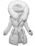 Biała rewelacyjna damska zimowa kurtka z kapturem netmoda