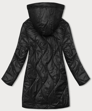 Czarna dwukolorowa wyszczuplająca przejściowa genialnie pikowana kurtka plus size