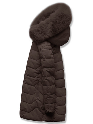 Brązowa fenomenalna zimowa kurtka z kapturem