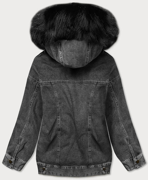 Czarna jeansowa kurteczka na ciepłym futrze