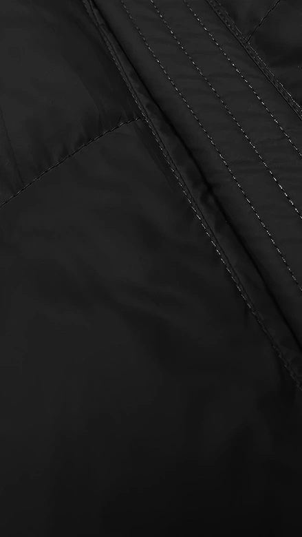 Czarny genialny pikowany damski bezrękawnik kamizelka z kapturem PLUS SIZE