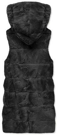 Czarna elegancka futrzana kamizelka damska