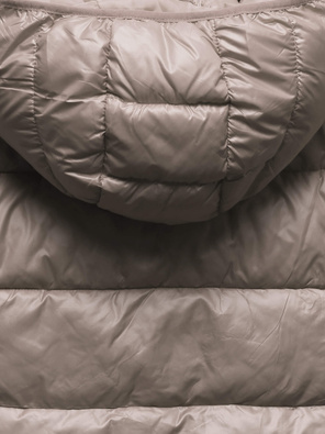 Beżowa zimowa damska kurtka z kapturem