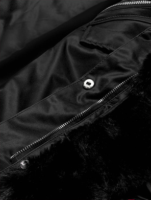 Czarna genialna zimowa parka z futrem