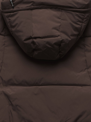 Brązowa ciepła zimowa kurtka damska z kapturem  