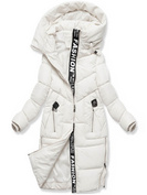 Ecru fantastyczna damska zimowa kurtka z kapturem