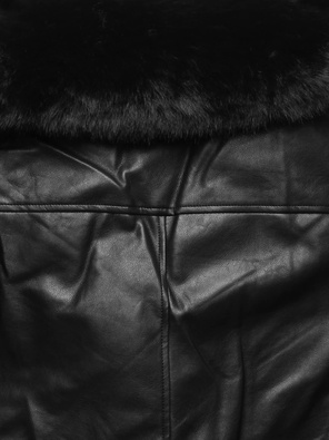 Czarna kurtka damska skórzana ramoneska z futrem