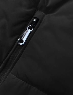 Czarny bezrękawnik kamizelka ze stójką z zdobną podszewką