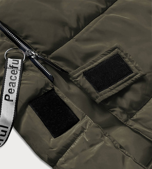 Khaki długa zimowa kurtka puchowa płaszczyk