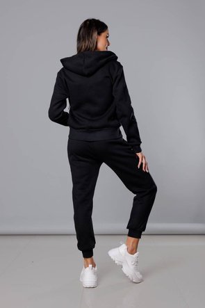 Czarny dres komplet fitness z kapturem