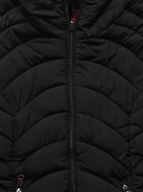 Czarna dwustronna zimowa pikowana kurtka futerko