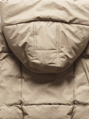 Jasny beżowy zimowy długi płaszcz kurtka zimowa z dużym kapturem netmoda