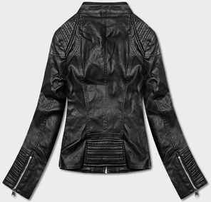 Czarna ramoneska kurtka ekoskóra ze stójką zapinana na suwak