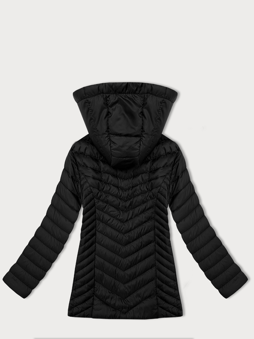 Czarny damski luźny pikowany płaszcz