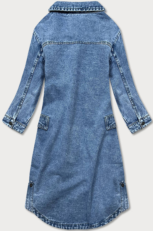 Luźna damska jeansowa kurtka/narzutka niebieska (pop7030-k)