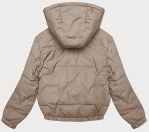 Beżowa kapitalna przejściowa bomberka kurtka damska z kapturem