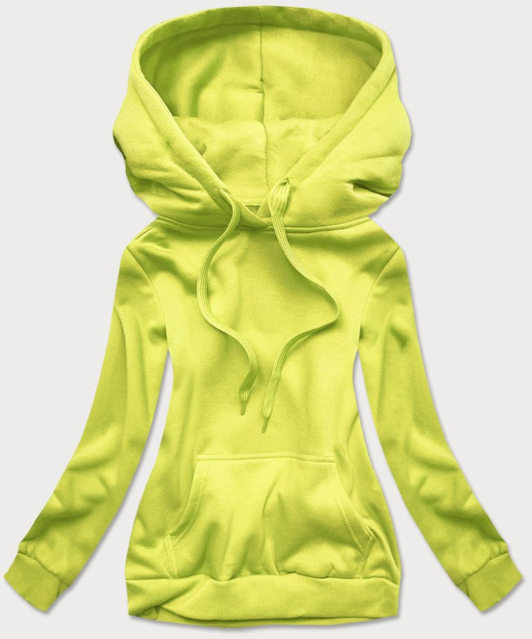 Neonowo zielona damska bluza dresowa z kapturem kangurka