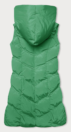Zielony pikowany bezrękawnik kamizelka z kapturem