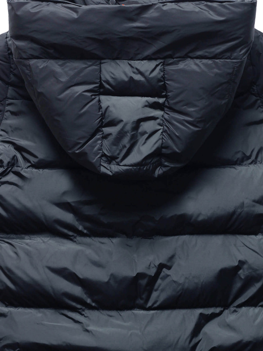 Granatowa długa pikowana zimowa kurtka płaszczyk z kołnierzem