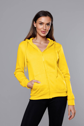 Żółta zapinana damska bluza z kapturem