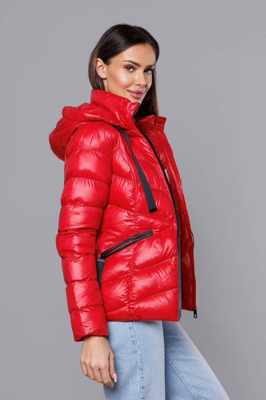 Czerwona lux zimowa pikowana kurtka