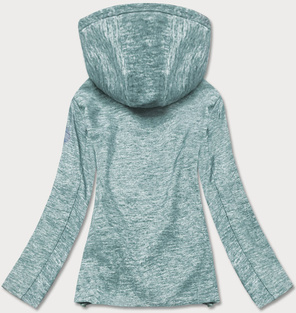 Szara melanżowa niebieska przejściowa sportowa kurtka softshell z odpinanym  kapturem