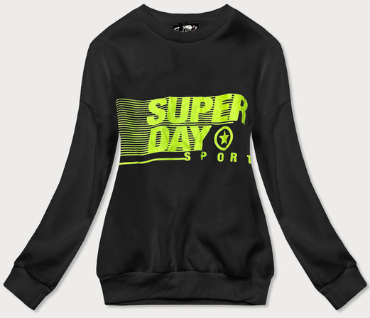 Czarna wygodna bluza sportowa z nadrukiem SUPER DAY SPORT