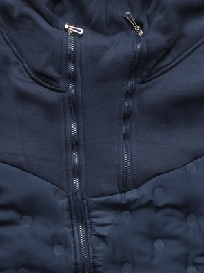 Granatowa damska bluza ze stójką łączone materiały