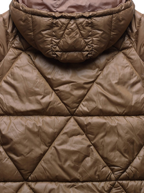 Brązowa czaderska pikowana kurtka z kapturem