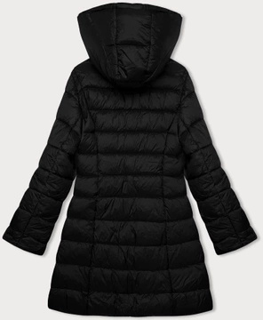 Czarna przejściowa pikowana damska kurtka z kapturem