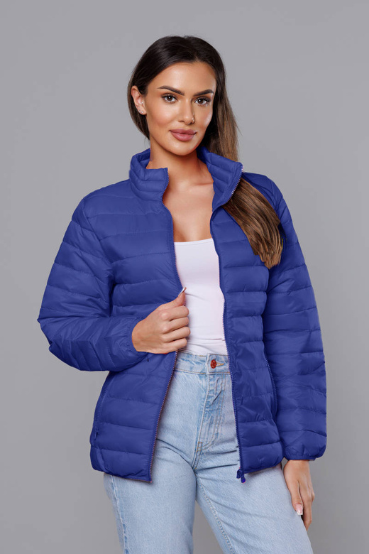 Granatowa urocza kurtka pikowana ze stójką