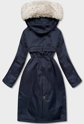 Granatowa zimowa kurtka płaszczyk na misiu