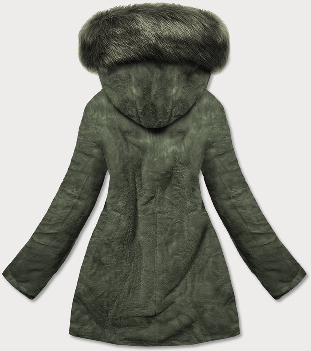 Khaki dwustronna zimowa parka na futrze