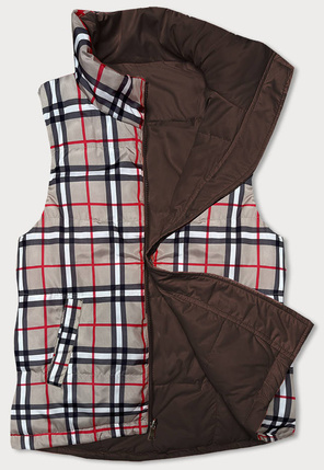 Brązowy dwustronny bezrękawnik kamizelka krata